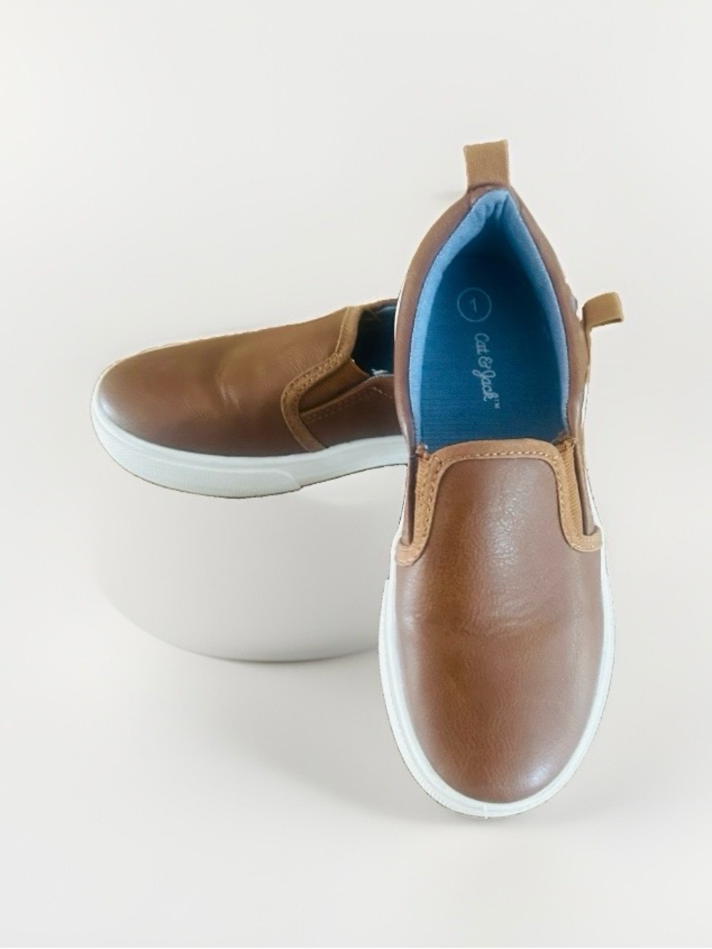 Boys’ Rune Slip-On Casual Sneakers in Brown with White Soles